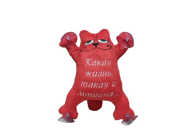 Іграшка кіт Саймона у машину з вишивкою червоний " яке життя така й машина" 05240 | Зображення 1