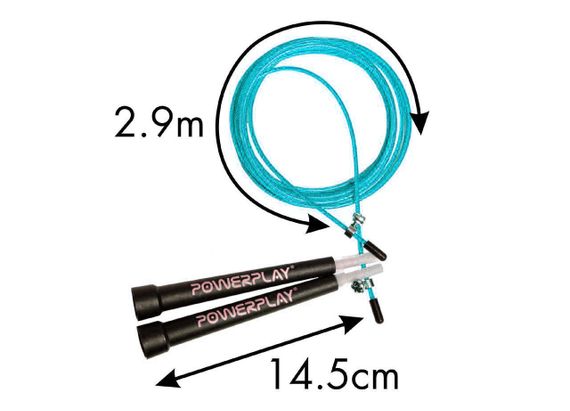 Скакалка швидкісна PowerPlay 4202 Ultra Speed Rope Бірюзова (2,9m.) | Зображення 3