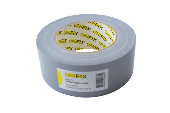 Лента клейкая армированная серая 50мм*50м UNIFIX | Зображення 1