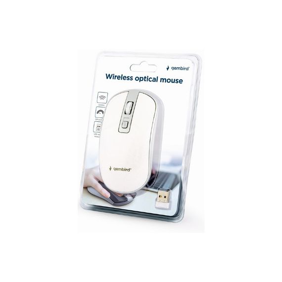 Мишка Gembird MUSW-4B-06-WS Wireless White-Silver (MUSW-4B-06-WS) | Зображення 1