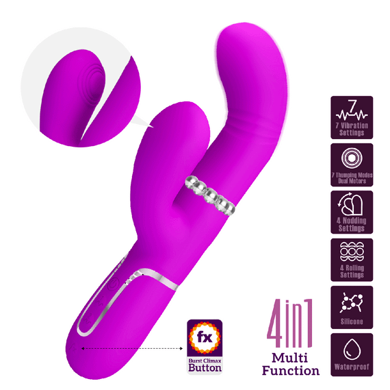 Вібромасажер із поступальним рухом серії Pretty Love - Mariana Twinkled Purple 7 vibration functions 4 rolling functions, Sex Aura | Зображення 1