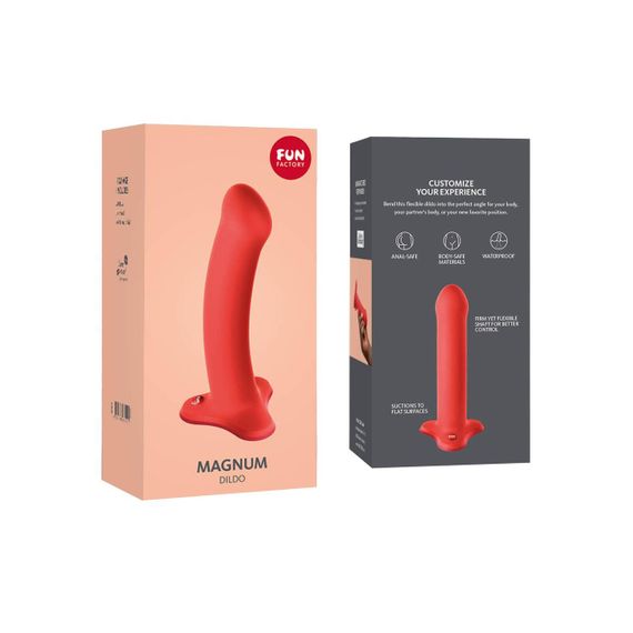 Фаллоимитатор Fun Factory MAGNUM, оранжевый, очень гибкий, длина 18,3 см, диаметр 3,7 см | Зображення 5