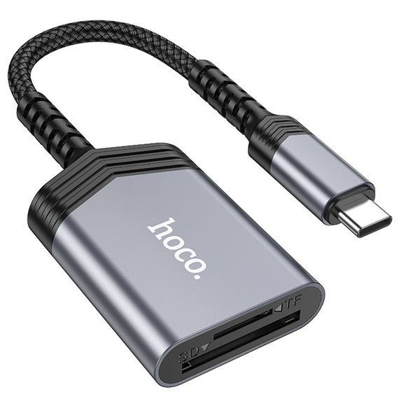 Картридер Hoco UA25 2in1 Type-C Metal gray