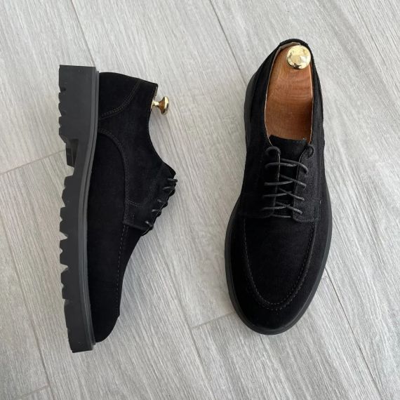 Стильні замшеві туфлі на грубій підошві 45 розмір | Зображення 7