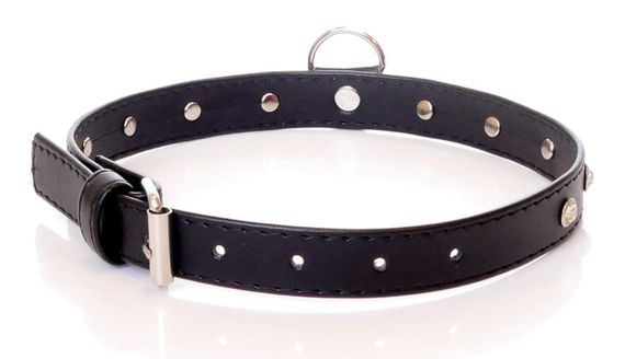 Нашийник зі штучної шкіри з кристалами Fetish Boss Series - Collar Silver Crystal, BS3300117 Sex Aura | Зображення 1