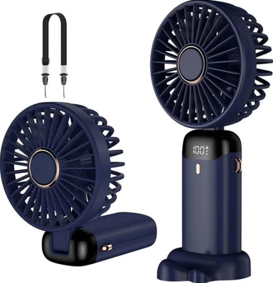 Переносний домашній мінівентилятор з USB-зарядкою, складаний на 90°, цифровий дисплей | Зображення 1
