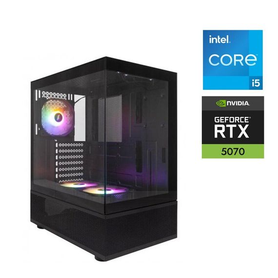 Ігровий ПК 1stPlayer VT6 Black MONSTR Tower / Intel Core i5-14600KF (14 (20) ядер по 2.6 - 5.3 GHz) / 32 GB DDR5 / 2000 GB SSD M.2 / nVidia GeForce RTX 5070, 12 GB GDDR7, 192-bit б/в