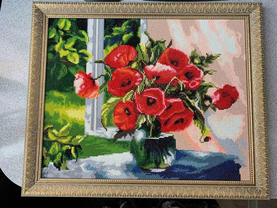 Алмазна мозаїка Маки на підвіконні 40х50 см ColorArt  SP058 | Зображення 6