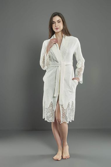 Жіночий трикотажний халат Nusa 0501 кремовий S | Зображення 6