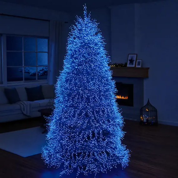 Новорічна гірлянда кімнатна «Роса» Хвойна лапа 50 м, 1500 LED, синє сяйво, зелений провід | Зображення 1