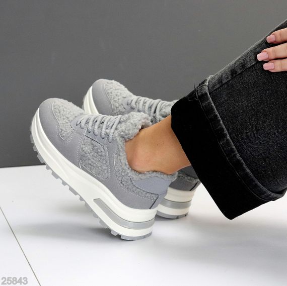 Молодежные теплые очаровательные серые кроссовки шок-цена | Зображення 8
