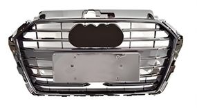 Передняя решетка радиатора S-Style (2016-2020, серая с хромом) для Ауди A3