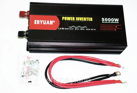 Преобразователь напряжения Eryuan 12V → 220V 5000W с LCD и вольтметром ∙ Инвертор 12-220 чистый синус Eryuan 5000 Вт