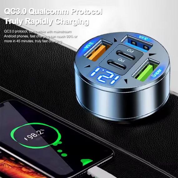 Автомобільний зарядний пристрій 250 W 5 портів PD QC3.0 USB-C | Зображення 2