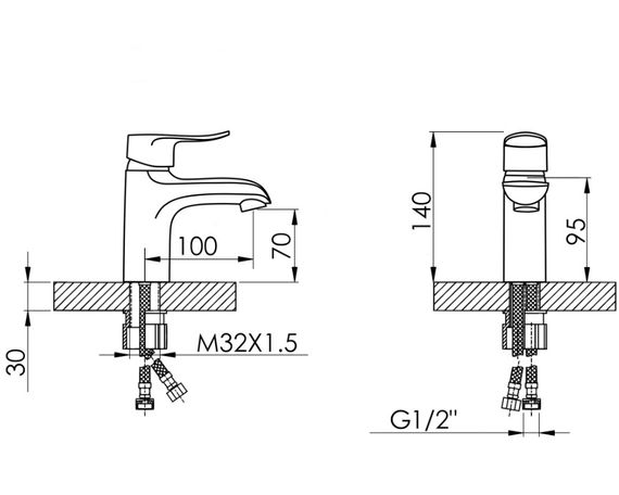 Змішувач для раковини Lidz Wieza 001 (k35) LDWIE001CRM45409 | Зображення 1