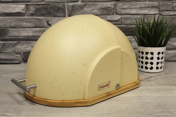 Хлебница деревянная Maestro MR-1678G-BEIGE бежевая с пластиковой крышкой | Зображення 2