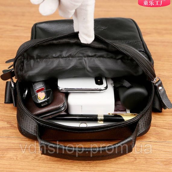 Чоловіча шкіряна сумка-барсетка 26х20.5х8, месенджер через плече Bexhill Bx-56402 чорна | Зображення 3