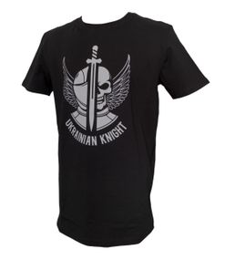 Футболка 4Profi з принтом "Ukrainian Knight"   ч/б  чорна размір S