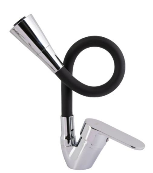 Змішувач для кухні Lidz Tani 008F3 з гнучким виливом (k40) Black / Chrome LDTAN008F3BCR39484 | Зображення 4