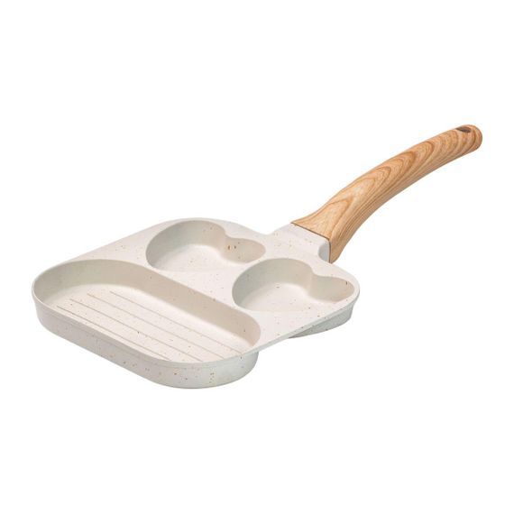 Сковорода квадратна порційна на 3 секції з антипригарним покриттям бежева HP39569W