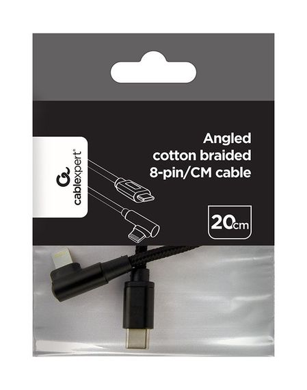 Кабель кутовий Cablexpert CC-USB2-CMLML-0.2M, USB 2.0 USB-C тато/Lightning, 0.2 м. | Зображення 2