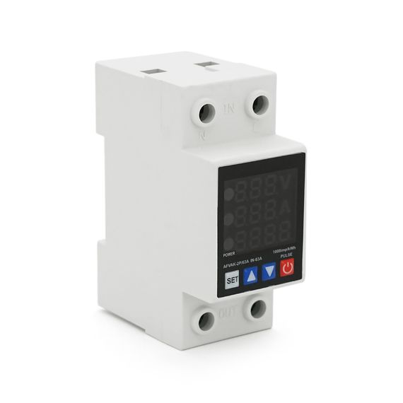 Захист від перенапруг YRVP-6, з цифровим дисплеєм (V, A, kWt), 2P, 63A, 230Vac