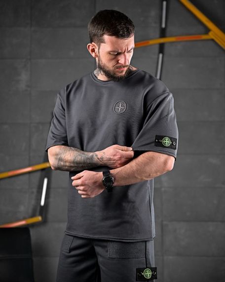 Спортивний костюм Stone island літній колір сірий | Зображення 1