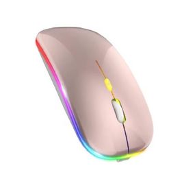 Мышка бесшумная компьютерная Macarone перезаряжаемая Bluetooth USB Розовая