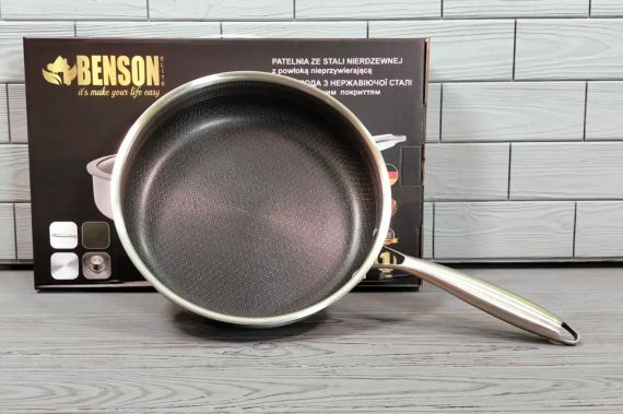 Глубокая сковорода из нержавеющей стали 28 см. Benson BN-588 | Зображення 1