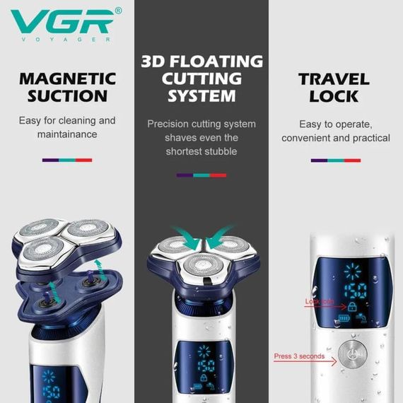 Электробритва мужская VGR V-328 ∙ Роторная бритва-шейвер VGR V-328 с LED дисплеем | Зображення 4