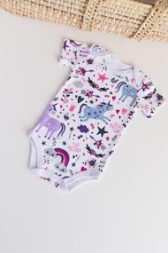 Боді інтерлок короткий рукав принт Єдиноріг від 1 міс до 2-х років