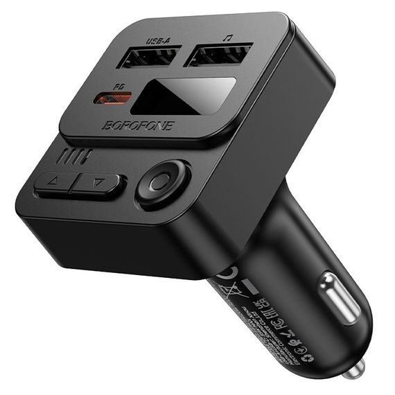 АЗУ FM модулятор Borofone BC60 Hero 35W (2USB-A/1C) Black | Зображення 4