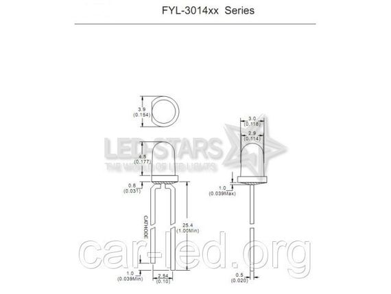 Світлодіод зелений 3 мм. FYL-3014 PGC 525nm, 4200cd (круглий, прозорий), 30 ° FORYARD | Зображення 2