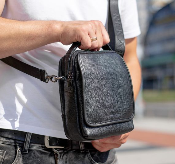 Мужская кожаная сумка-барсетка через плечо с ручкой TD-22011 | Зображення 7