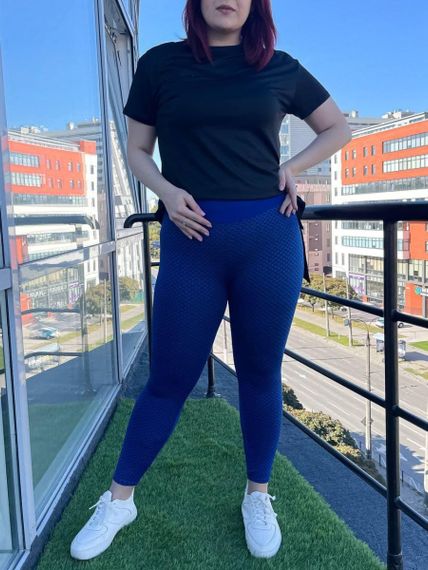 Спортивні сині фітнес лосини plus size