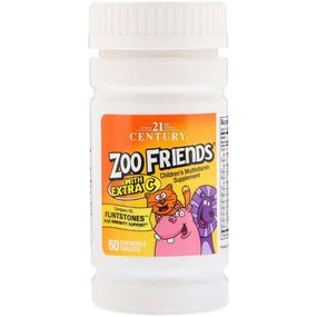 Мультивітаміни 21st Century Zoo Friends with Extra C 60 Chewable Tabs