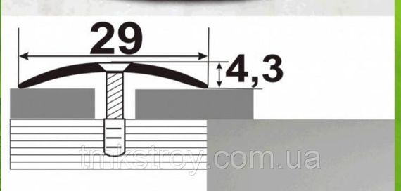 Пороговая планка полукруглая 28х3мм (серебро/золото) АП 004 270, золото | Зображення 1