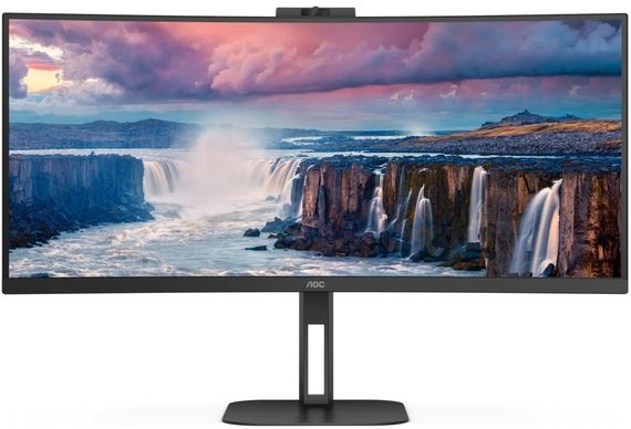 TFT 34" AOC CU34V5CW/BK, WQHD, VA, 100Гц, 1 мс, вигнутий, HDMI, DP, USB-C, USB-hub, webcam, колонки | Зображення 4