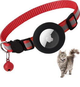 Светоотражающий ошейник SV для котенка с держателем Apple Air Tag и колокольчиком Красный (sv3067rd)