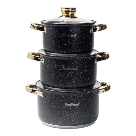 Набор кастрюль из нержавеющей стали 3 штуки с крышкой 5,1/3,9/2,9 л | Зображення 1