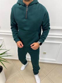Теплый мужской спортивный костюм на флисе худи на молнии и штаны цвет зеленый размер L(52-54) adl1003