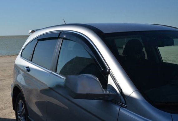 Вітровики з хром молдингом (4 шт, HIC) для Honda CRV 2007-2011 рр