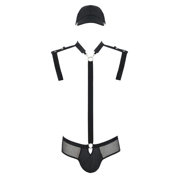 Комплект еротичної чоловічої білизни Passion 038 SET JOHN L/XL Black, боді, кепка | Зображення 2