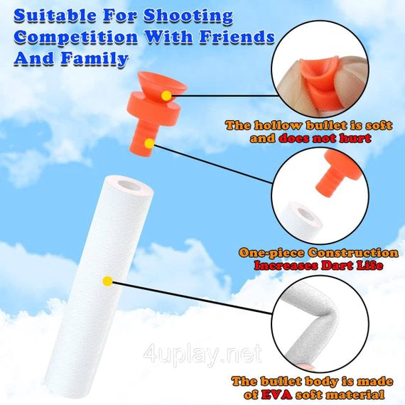 Патрони з присосками для NERF Іграшкові кулі стріли боєприпаси для бластерів Нерф EKIND Suction Foam Darts Glow at Dark 10шт. | Зображення 2