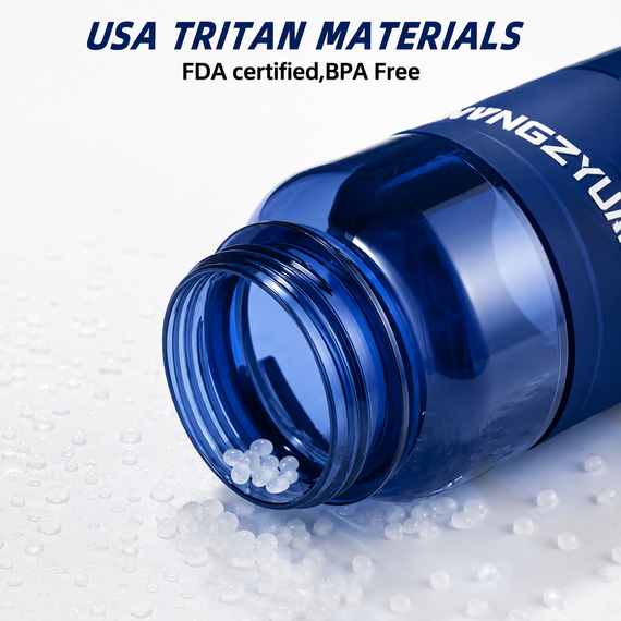 Спортивная бутылка KANGZYUAN 700 мл - Синяя Tritan BPA-free, ударопрочная эко-бутылка с фильтром и ремешком | Зображення 4