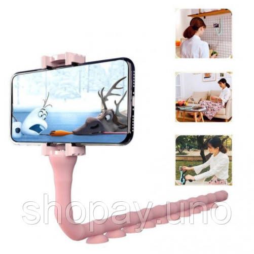 Гнучкий тримач для телефону з універсальними присосками Cute Worm Lazy Holder. Колір: рожевий ZG-82 | Зображення 6