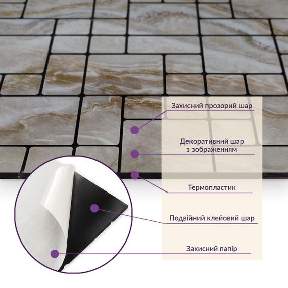 Самоклеюча PET мозаїка 300х300х4мм SW-00001656 | Зображення 4