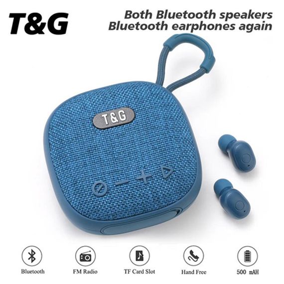 Колонка-Bluetooth с наушниками TG813. Цвет: синий | Зображення 3