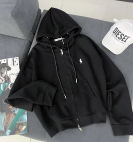 Жіноче зип-худі толстовка оверсайз з подвійною блискавкою з капюшоном та кишенями колір чорний розмір 42/48 HI2761