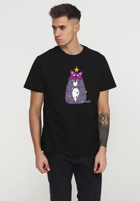 Футболка чоловіча чорна з принтом "Сірий кіт", XL